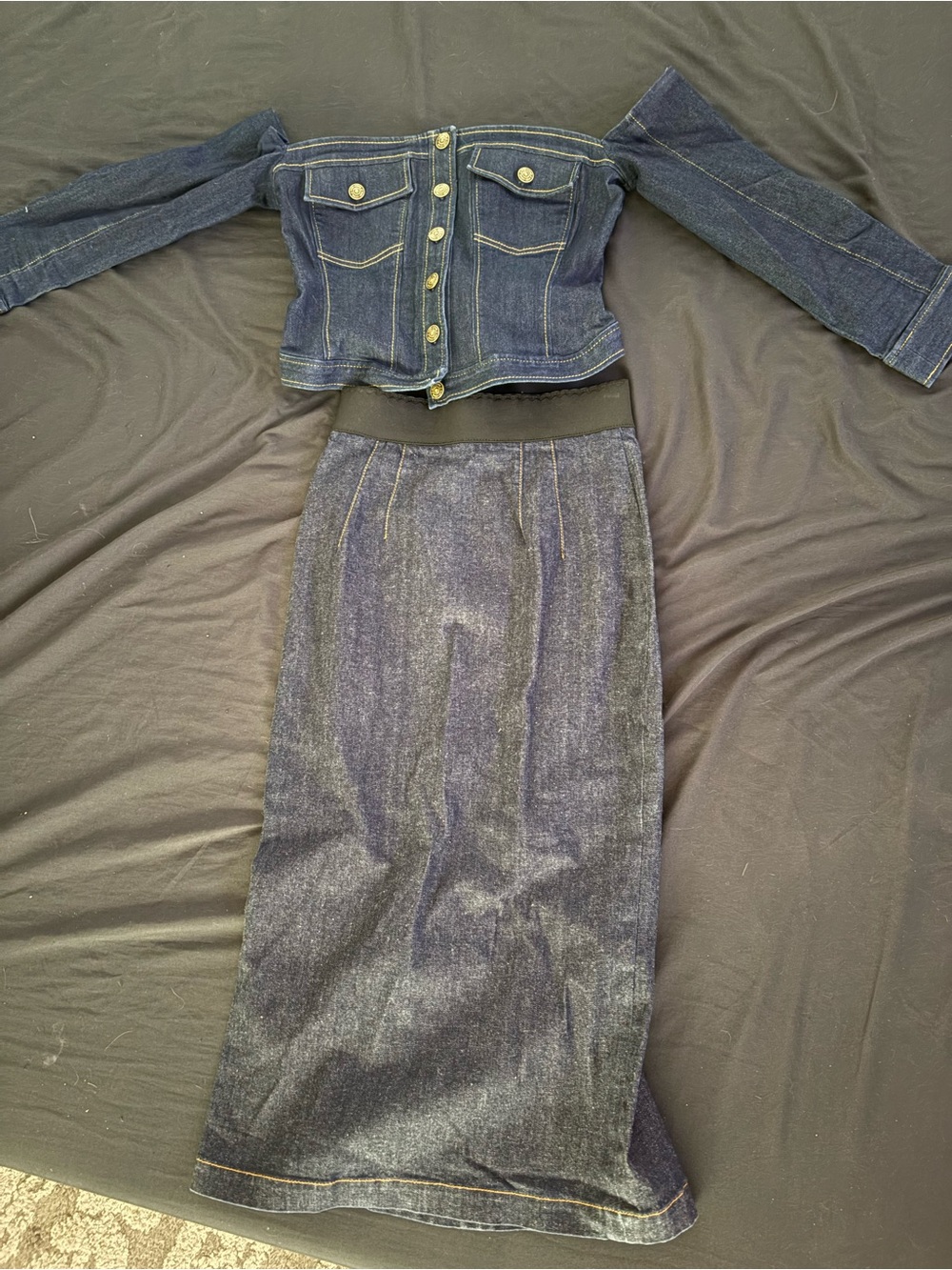 Dolce & Gabbana Denim Two-Piece Skirt Set